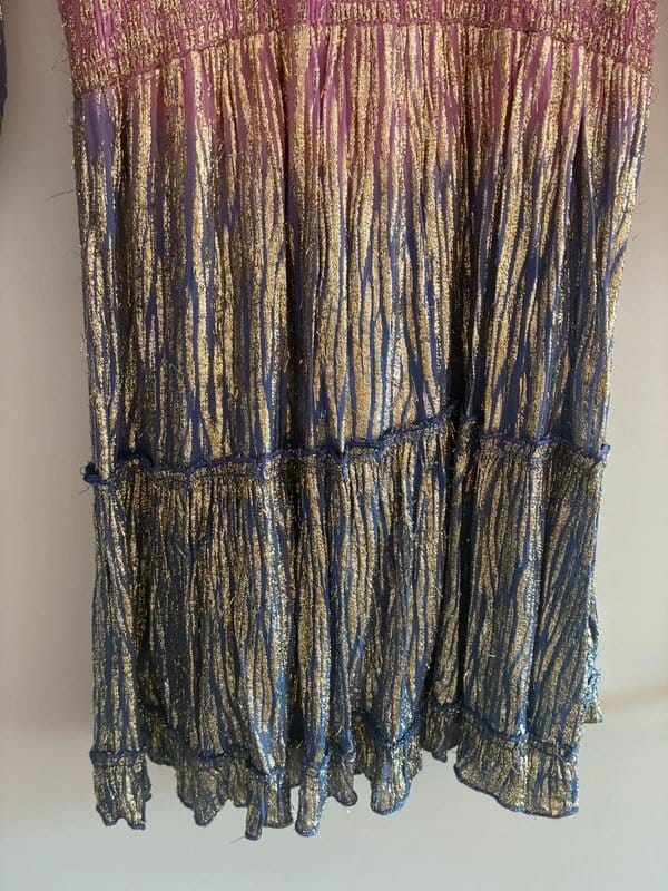 Bianca Orange & Purple Lurex Ruched Dress Size 12
