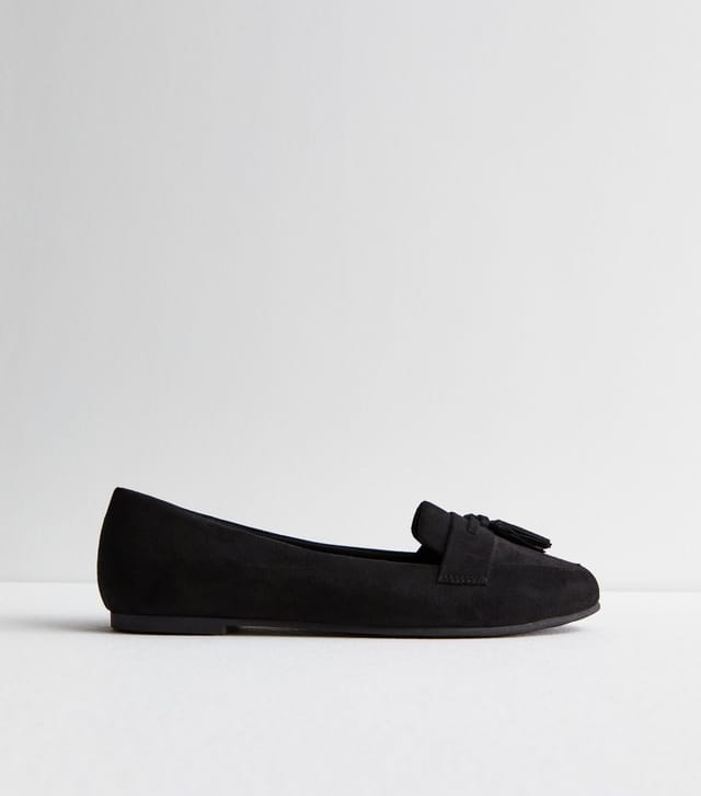 New Look Women's Black Suedette Tassel Loafers School New Look - 3