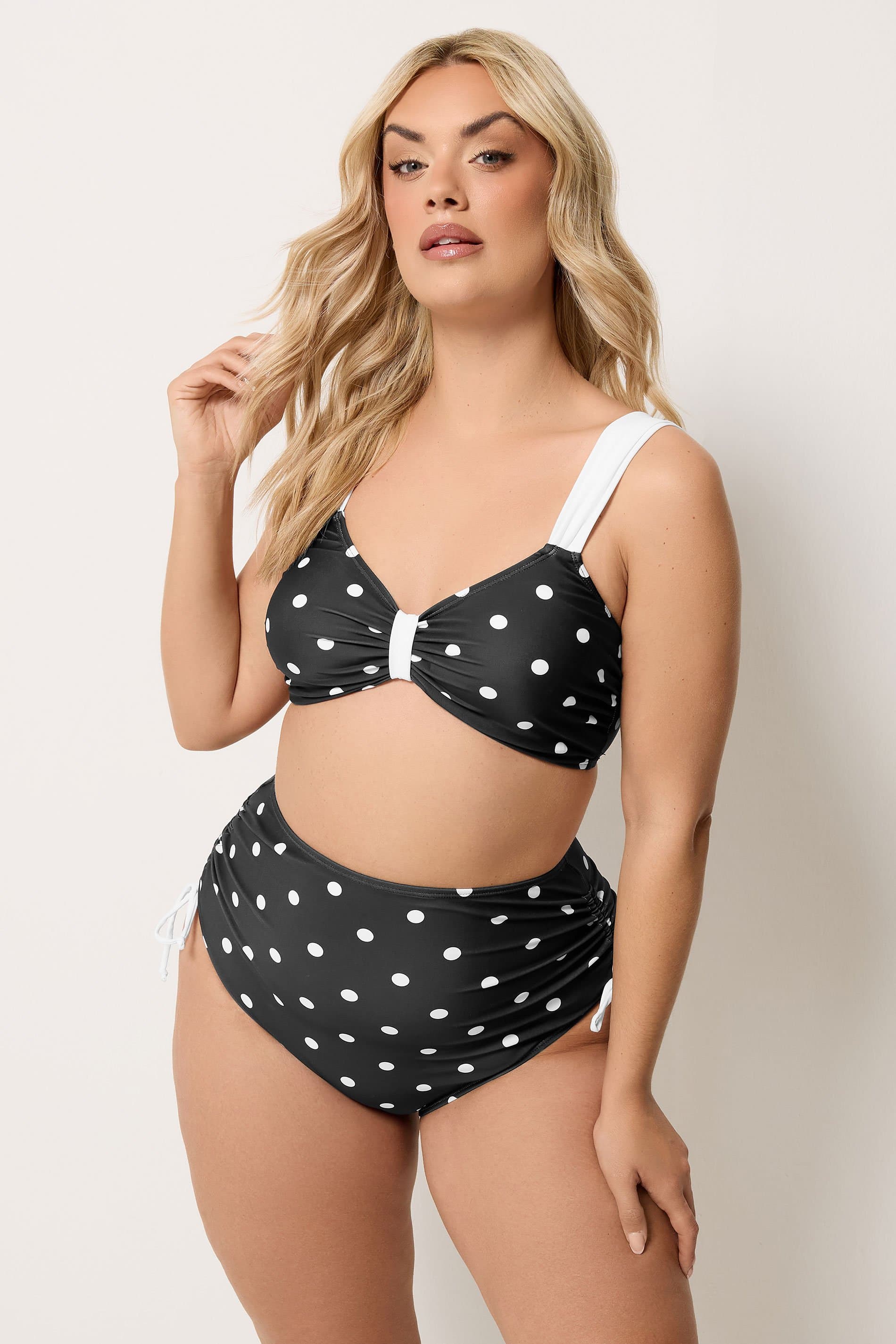 Yours Plus Size Black Polka Dot Bikini Top
