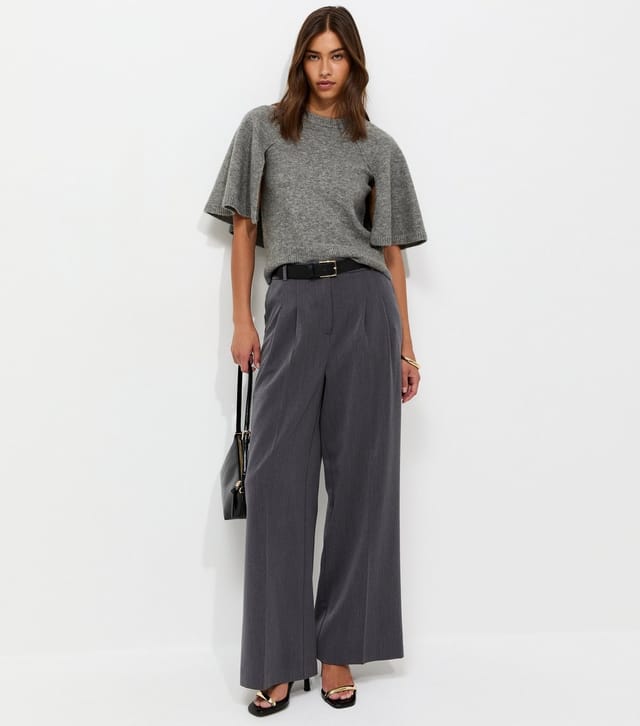 New Look Women's Grey Knitted Cape Sleeve T-Shirt New Look - 3