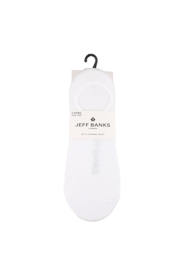 Jeff Banks Jeff Banks Men's Mens 5 Pair Plain Cotton Secret Socks in White - 2
