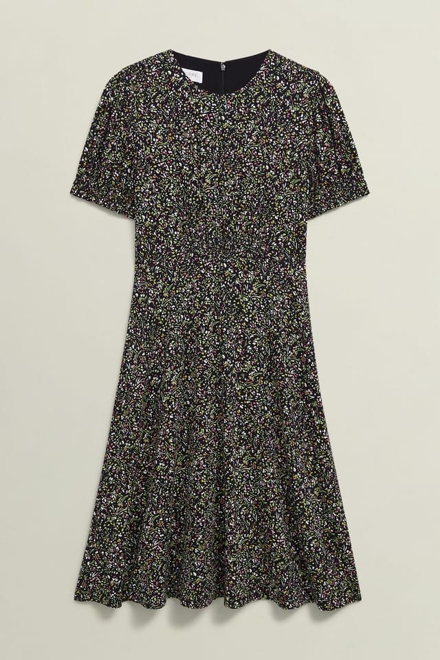 Hobbs London Hobbs London Women's Rima Short Sleeve Printed Jersey Dress in Black - 2