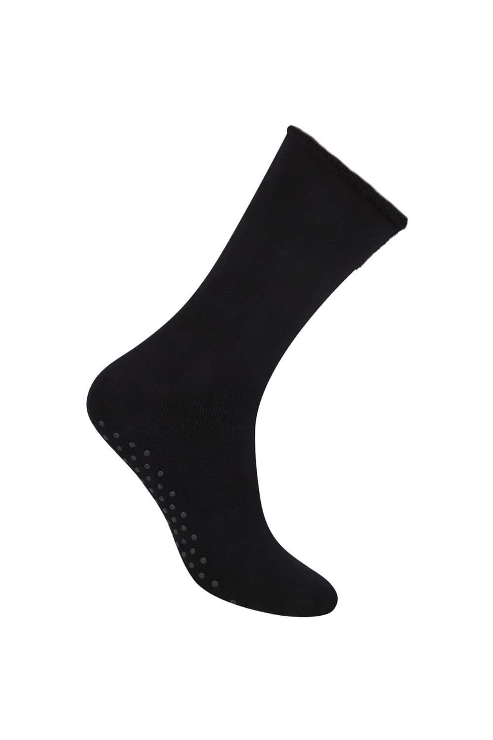 Steven Steven Men's Cotton Slipper Socks with Grippers in Black