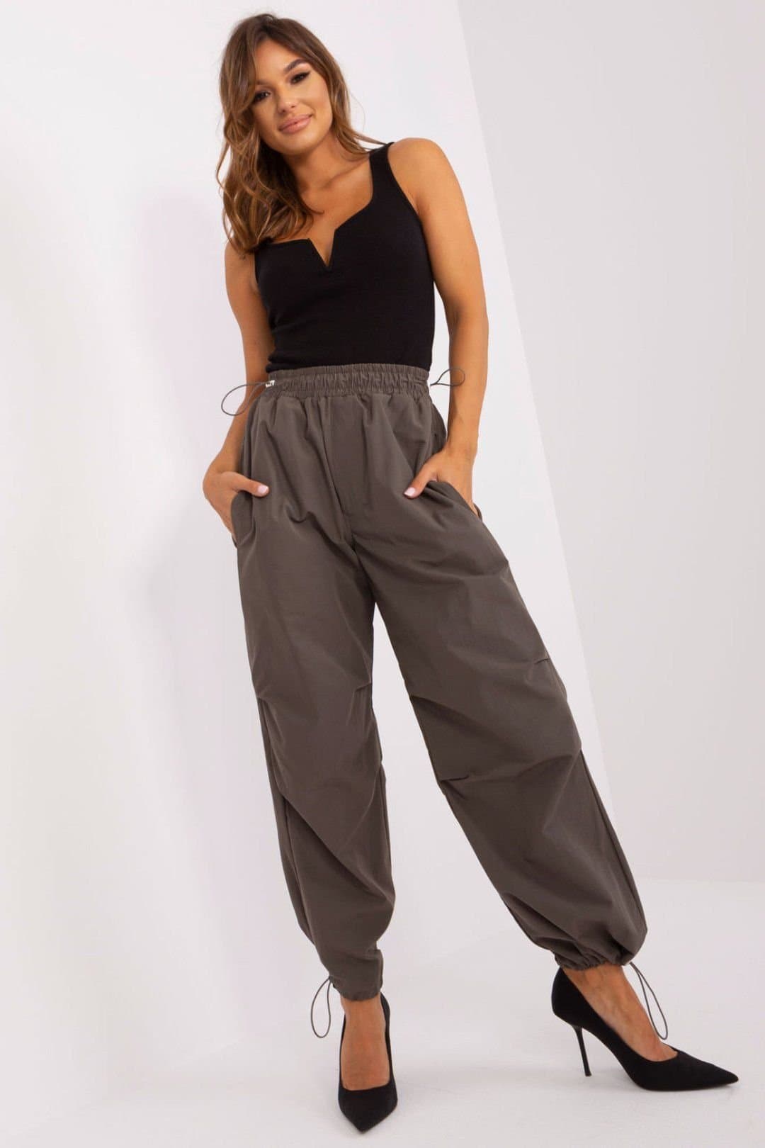 Love Lace Love Lace Dark Grey Parachute Loose Leg Pants