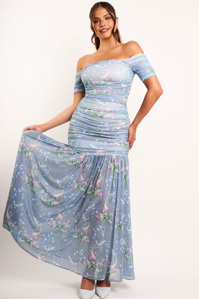 Jaded Rose Jaded Rose Women's Alisa Blue Floral Off-The Shoulder Corset Maxi Dress in Baby Blue - 2