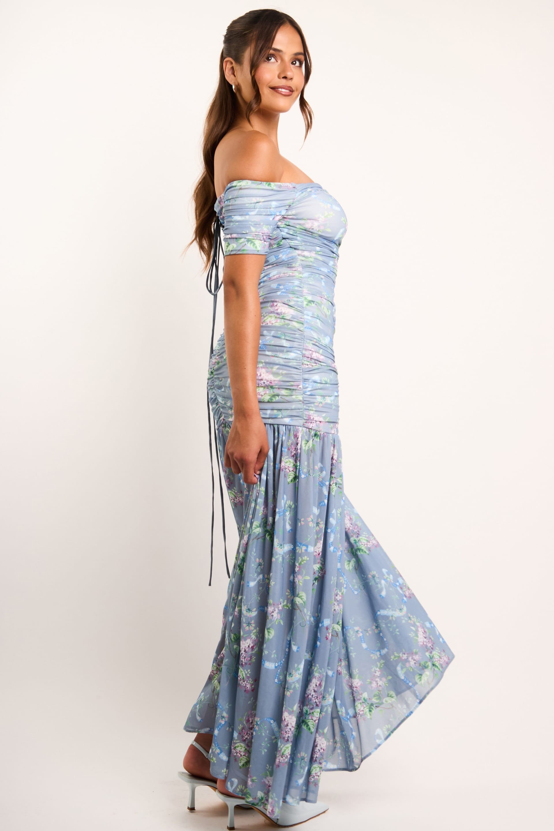 Jaded Rose Jaded Rose Women's Alisa Blue Floral Off-The Shoulder Corset Maxi Dress in Baby Blue - 4