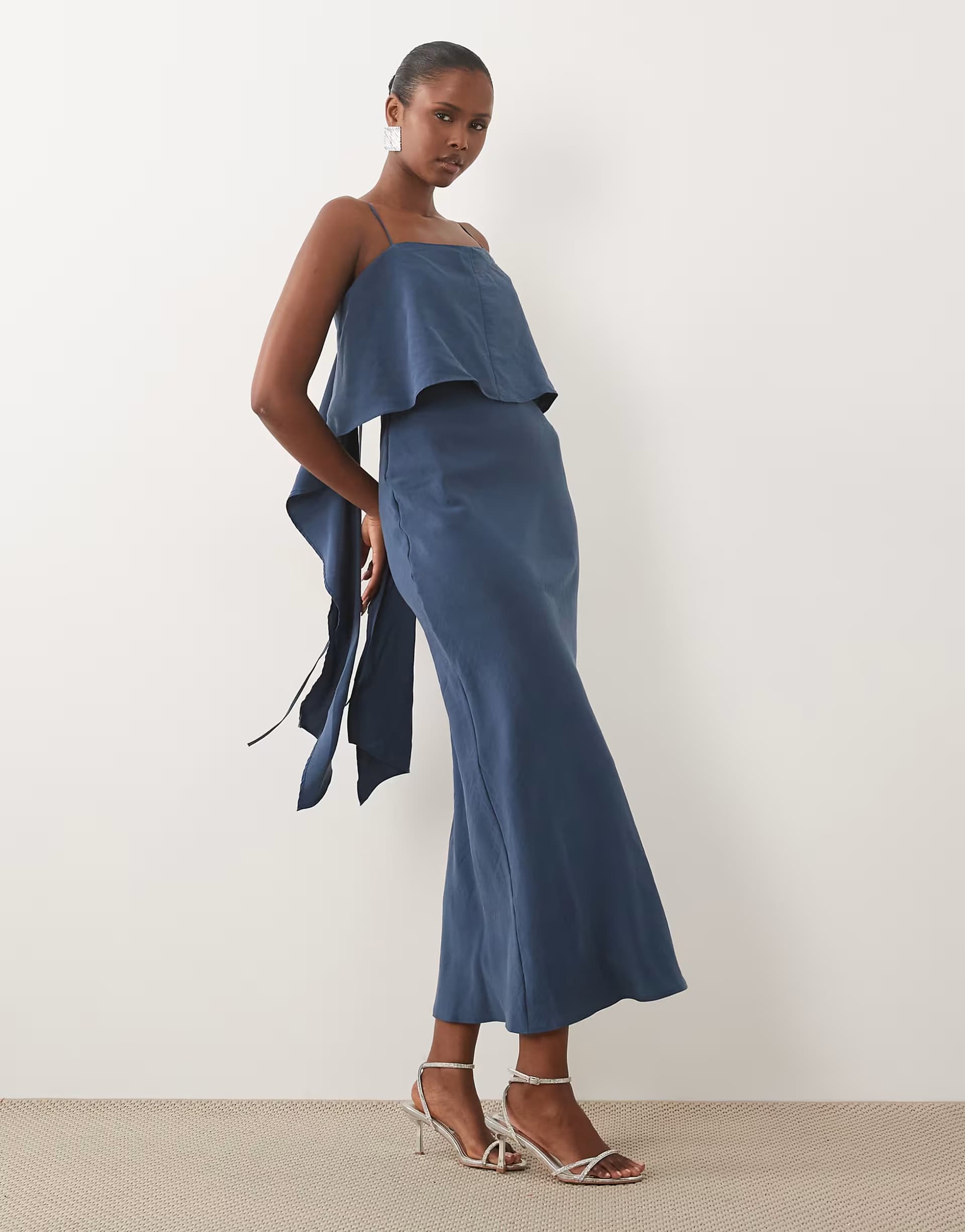 ASOS ASOS DESIGN layered cami satin maxi dress in dark blue