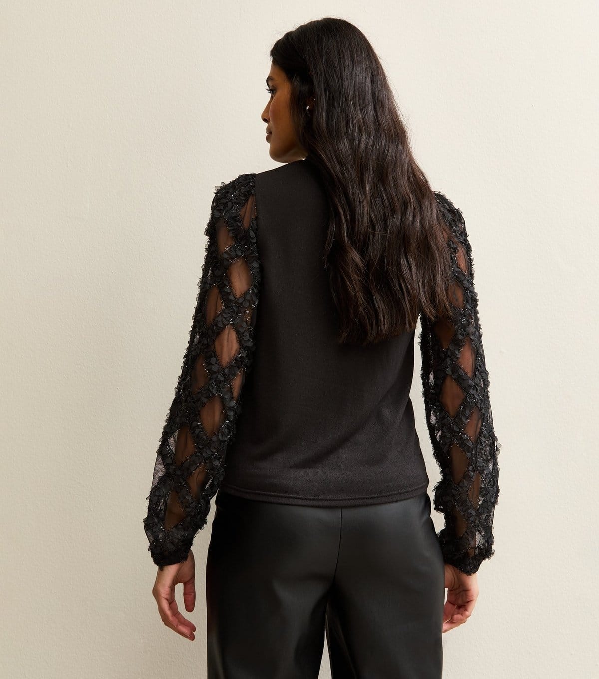 New Look Women's Black Soft Touch Contrast Sleeve Top New Look - 4