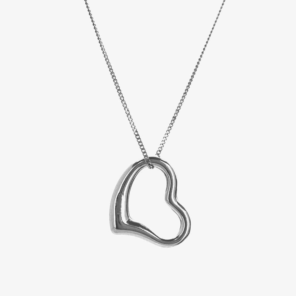 T.H.Baker T.H.Baker Women's 9ct White Gold Small Open Heart Pendant 5-61-4243 in Silver
