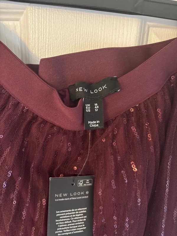 New Look New look burgundy sequin midi tulle skirt