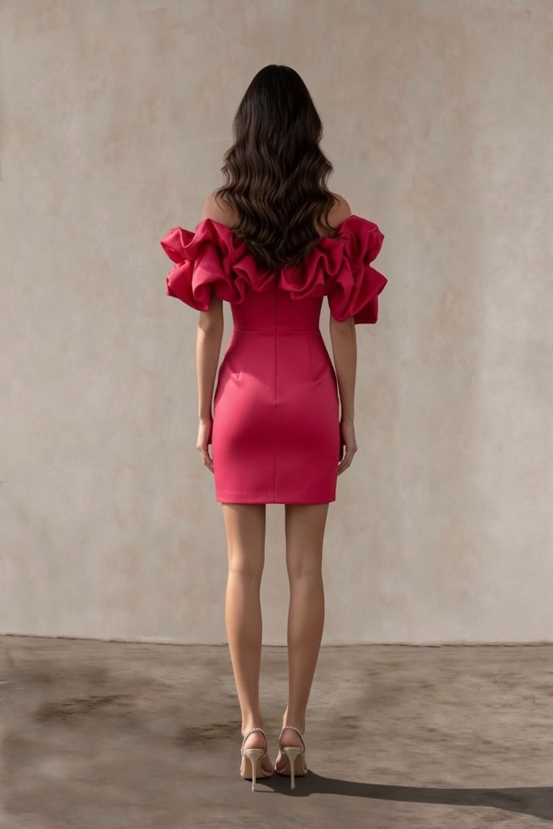 chi chi london Chi Chi London Women's Ruffle Bardot Satin Mini Dress in Pink - 4