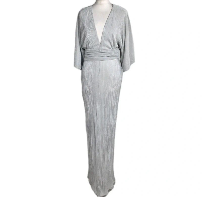 ASOS Silver Metallic Pleated Maxi Dress for Men