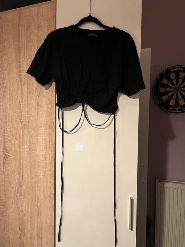 Bershka Bershka Black Ruched Crop Top