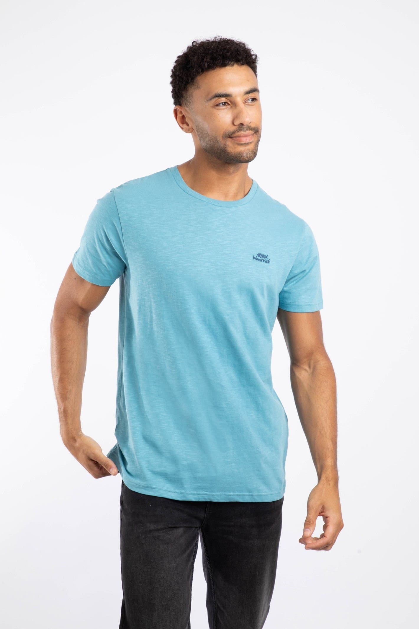 Weird Fish Weird Fish Men's Fished Branded T-Shirt in Mid Blue