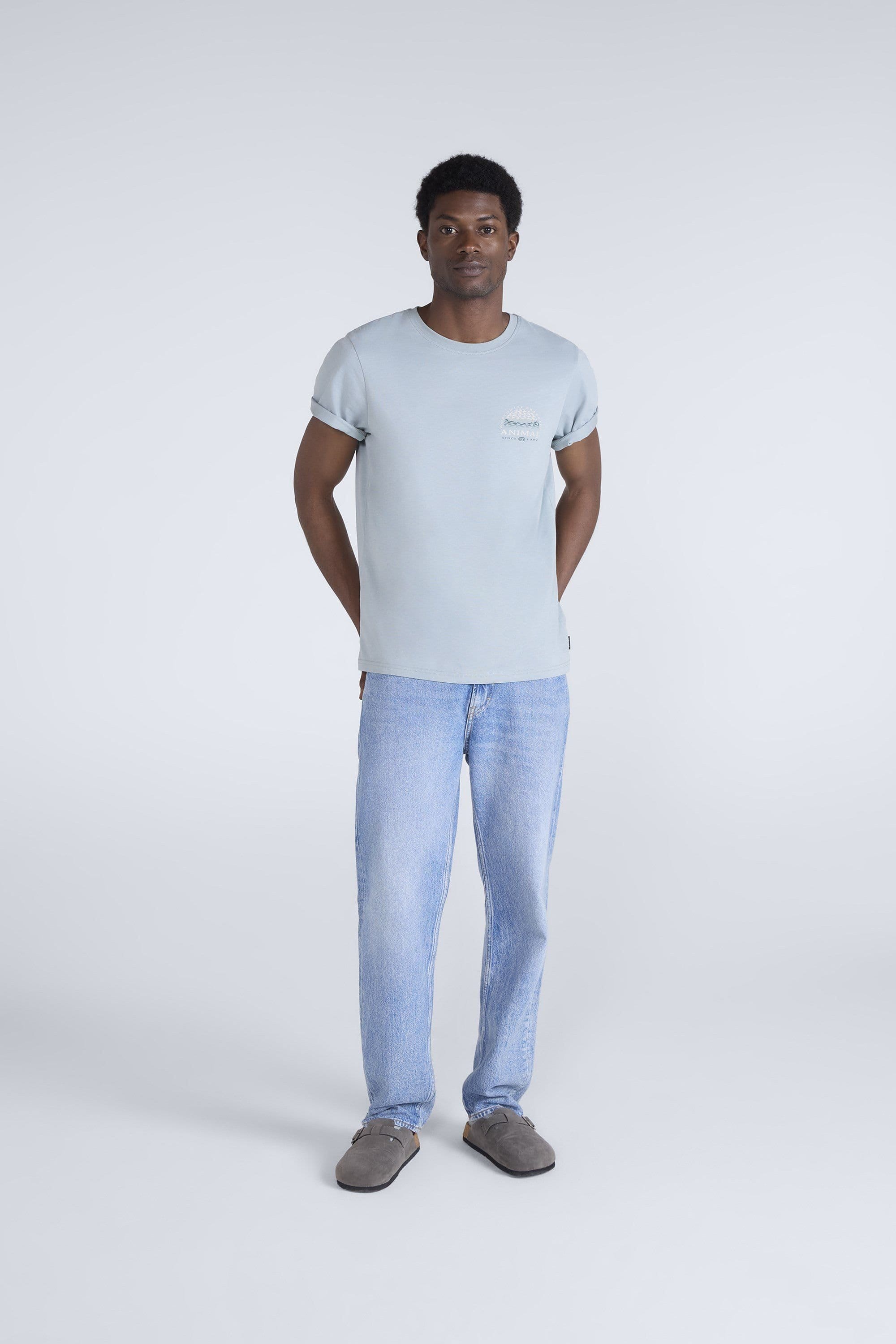 Animal Animal Men's 'Jacob' Short Sleeve Relaxed Fit Lightweight Casual Cotton T-Shirt in Baby Blue - 4