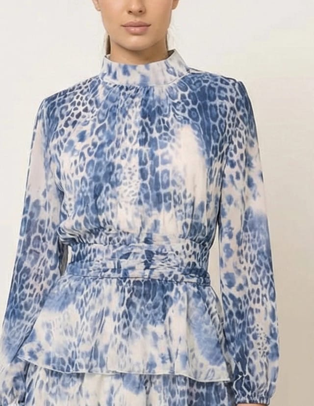 Blue Vanilla Animal Print Layered Dress - 3