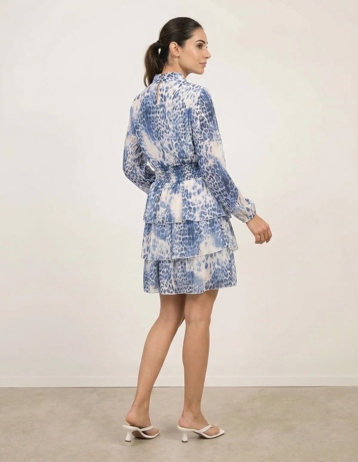 Blue Vanilla Animal Print Layered Dress - 4