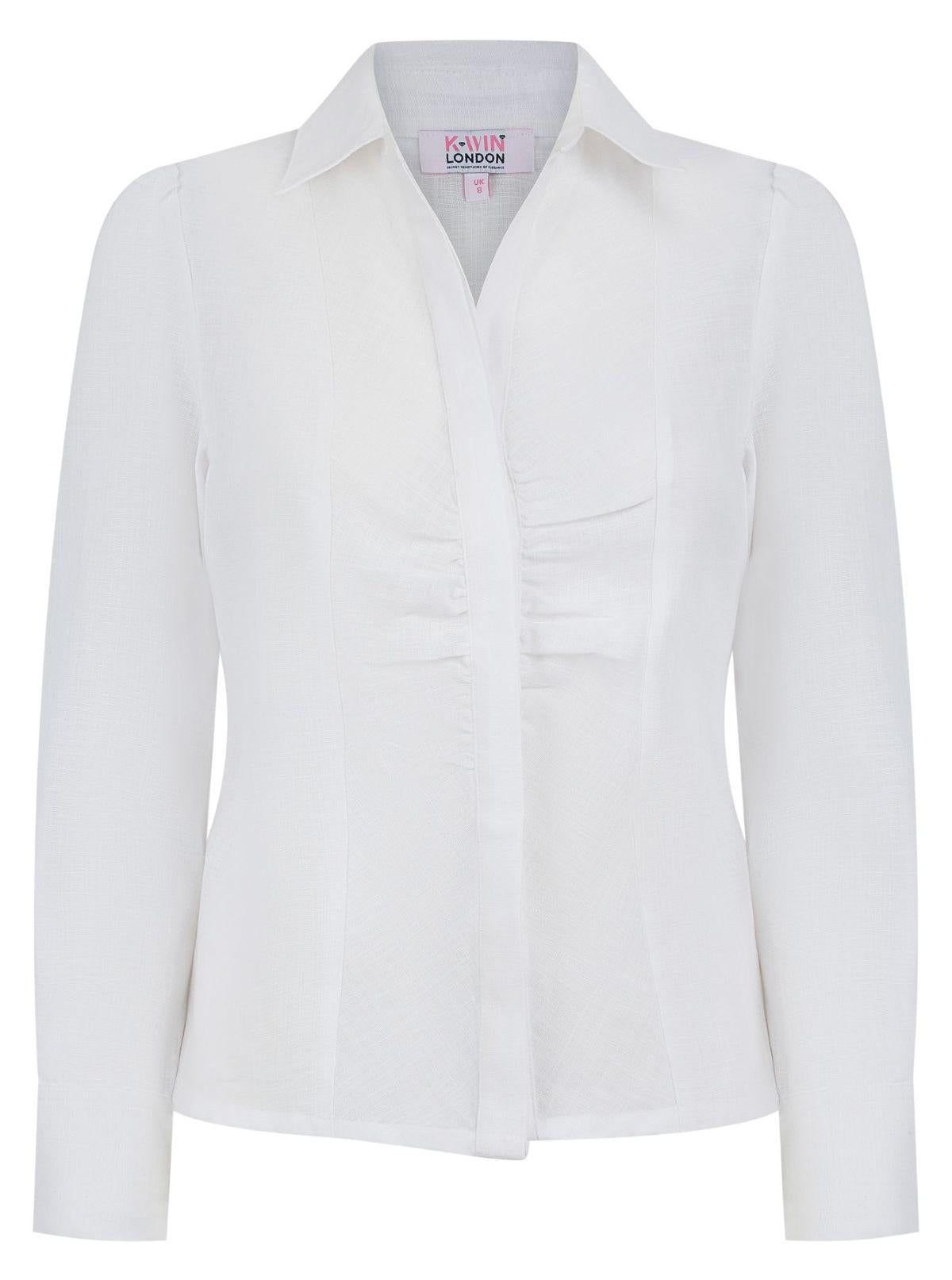K-Win London K-Win London Women's Classic Ruched White Shirt - 2
