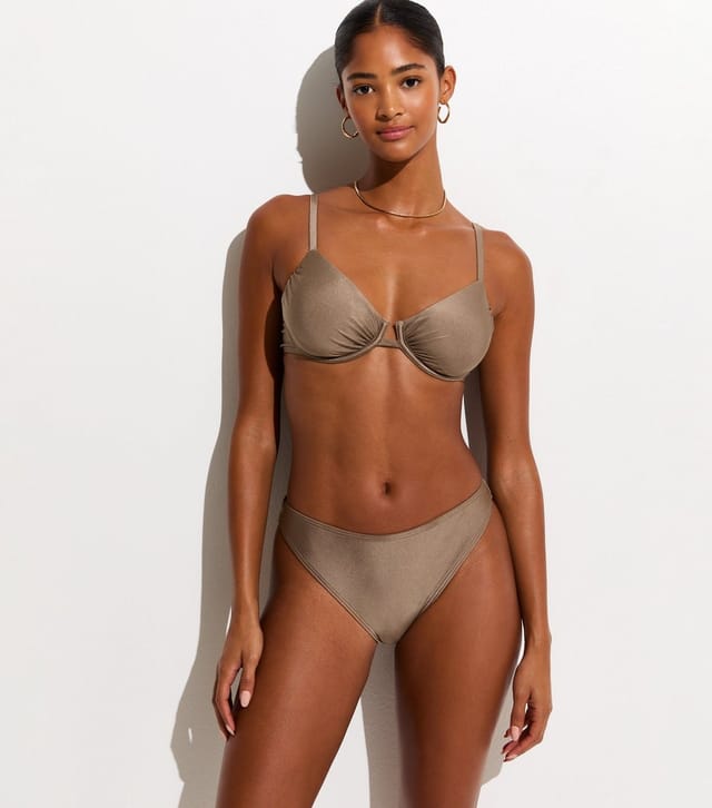 New Look Women's Light Brown Plain Padded Underwired Bikini Top New Look - 3