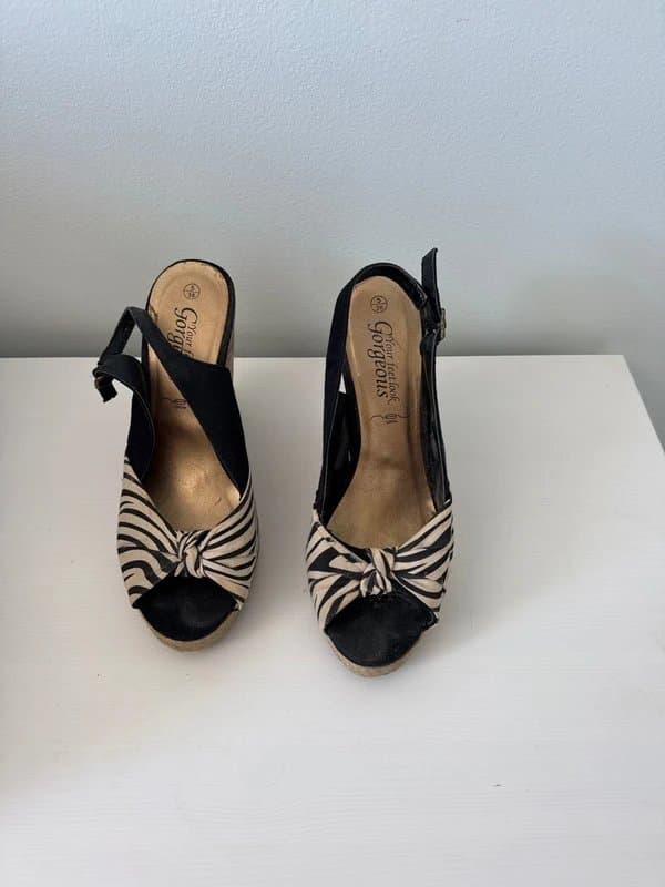 New Look Leopard skin wedges with cork heel