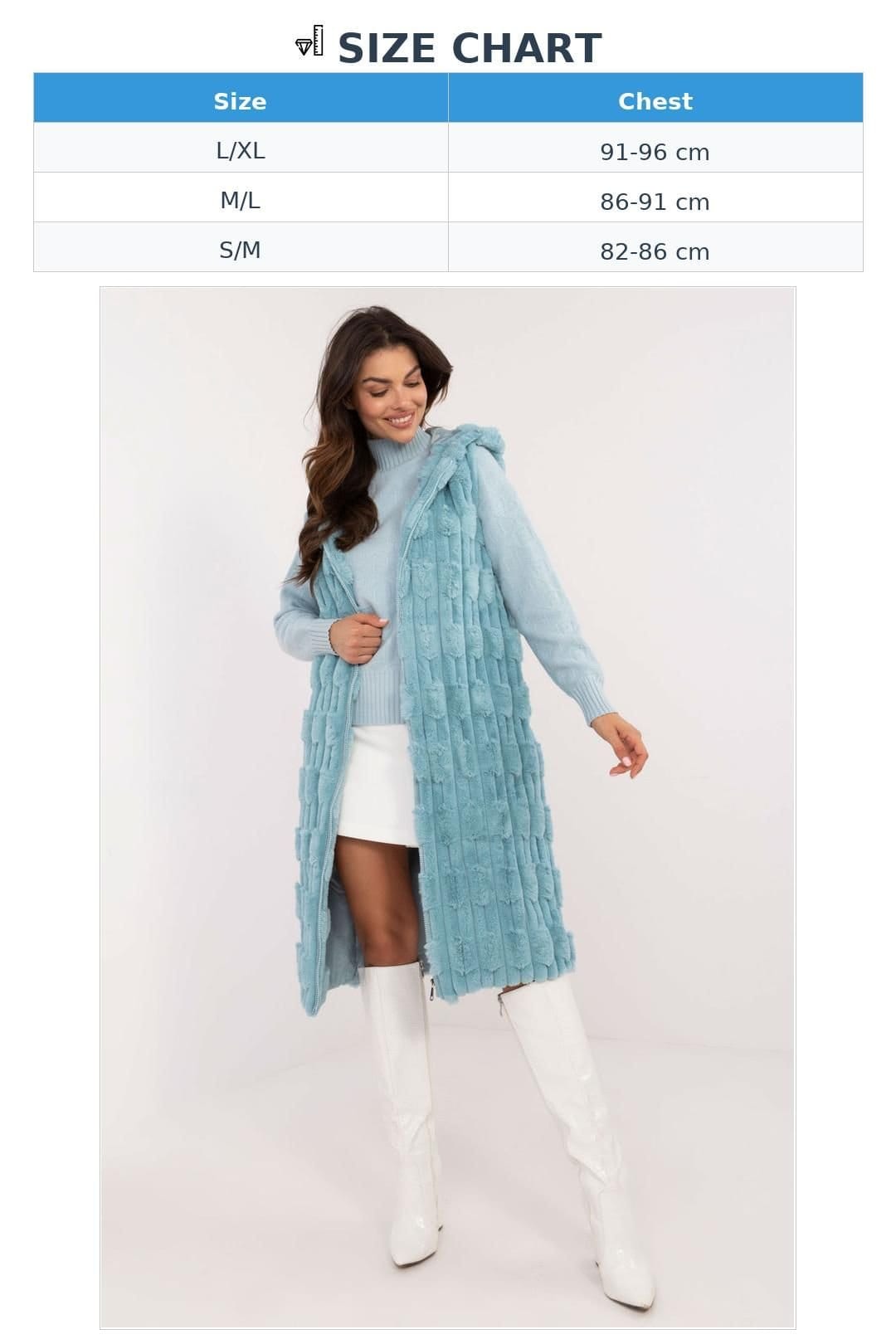Love Lace Love Lace Women's Hooded Faux Fur Zipper Vest for Winter Style 200521 in Blue - 4