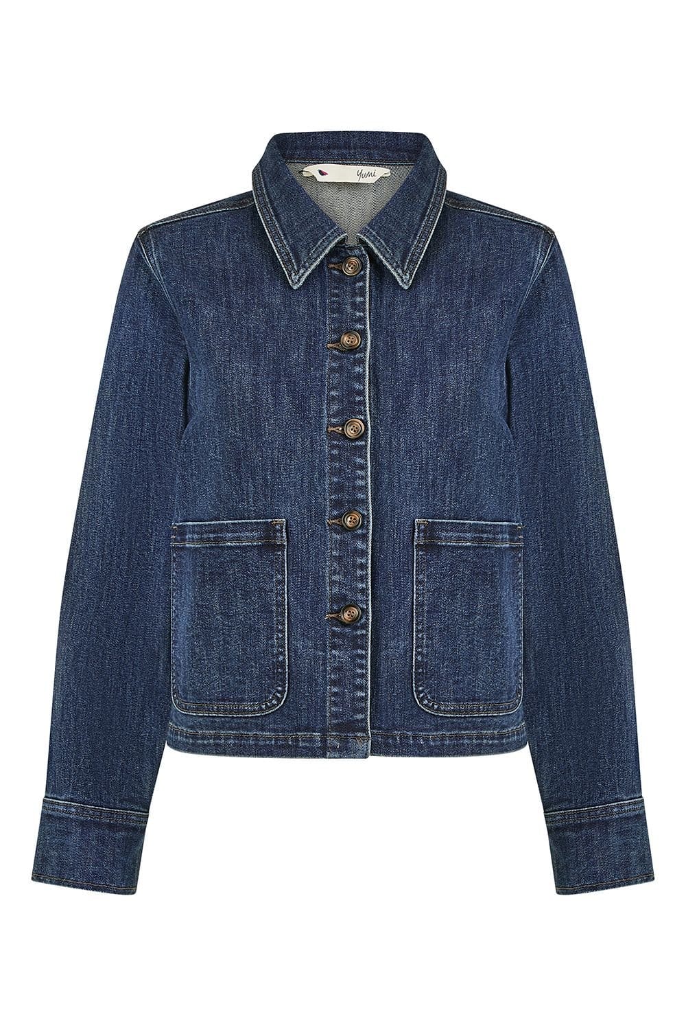 Yumi Yumi Women's Blue Denim Jacket With Patch Pockets - 4