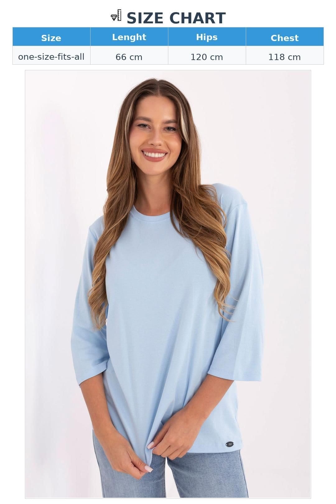 Love Lace Love Lace Women's Everyday Casual Round Neck 3/4 Blouse in Blue - 4