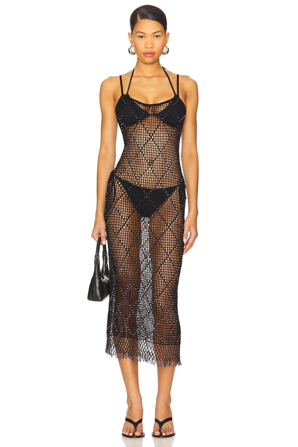 revolve Katja Beaded Crochet Midi Dress