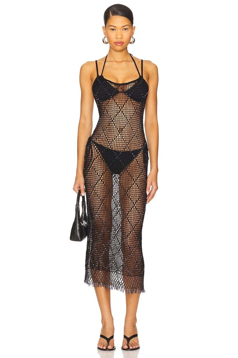 revolve Katja Beaded Crochet Midi Dress - 1