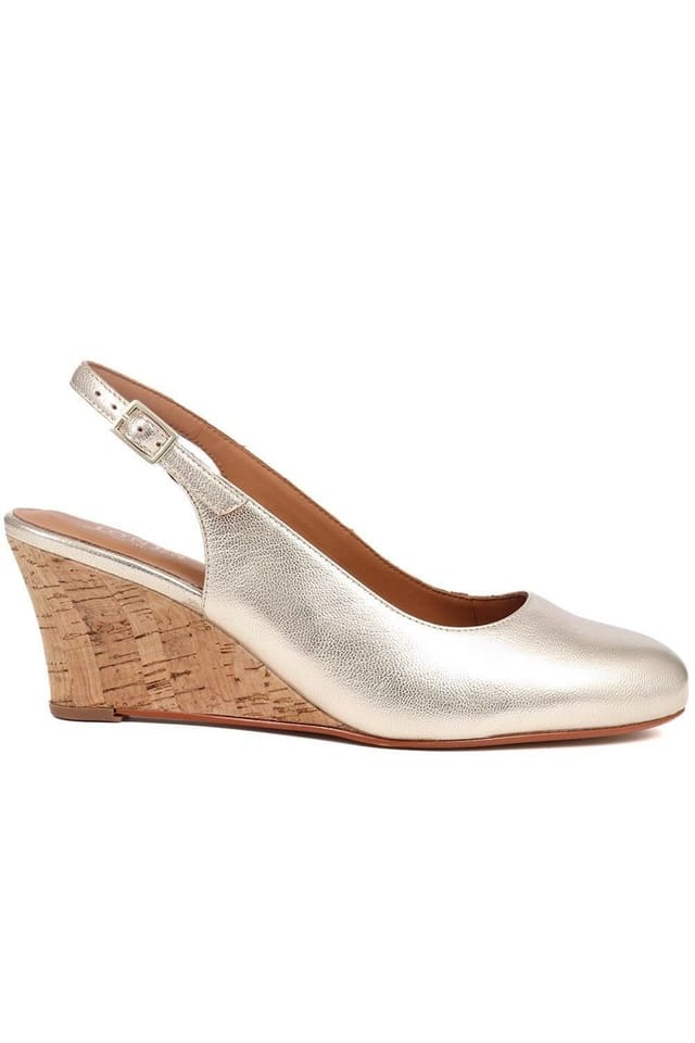 Jones Bootmaker Jones Bootmaker Women's Zahra Leather Wedges in Gold - 2