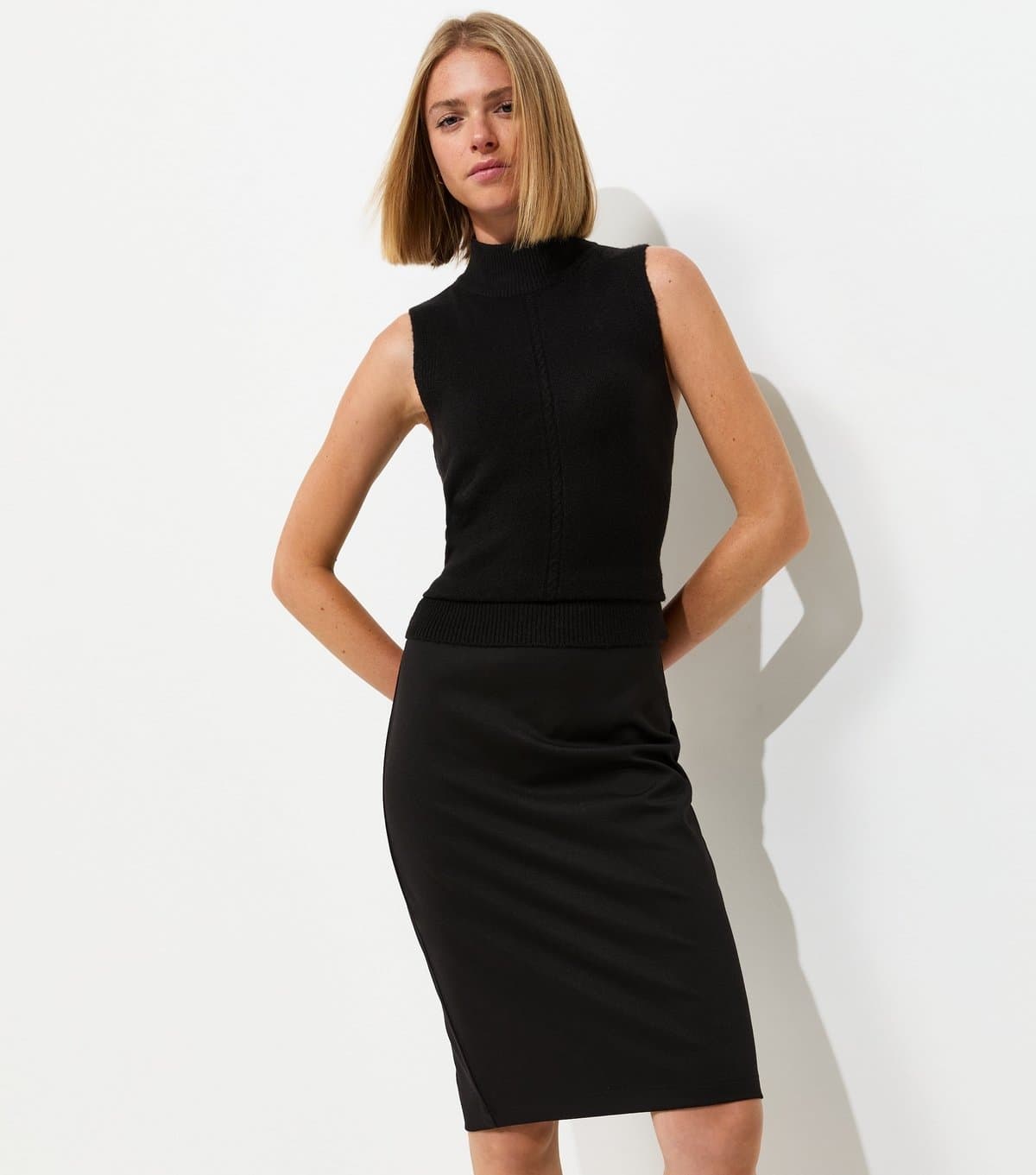 New Look Women's Black Ponte Midi Pencil Skirt New Look