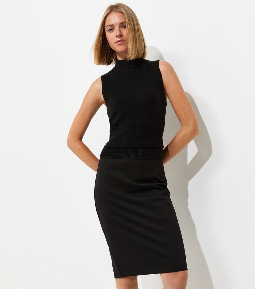 New Look Women's Black Ponte Midi Pencil Skirt New Look - 1