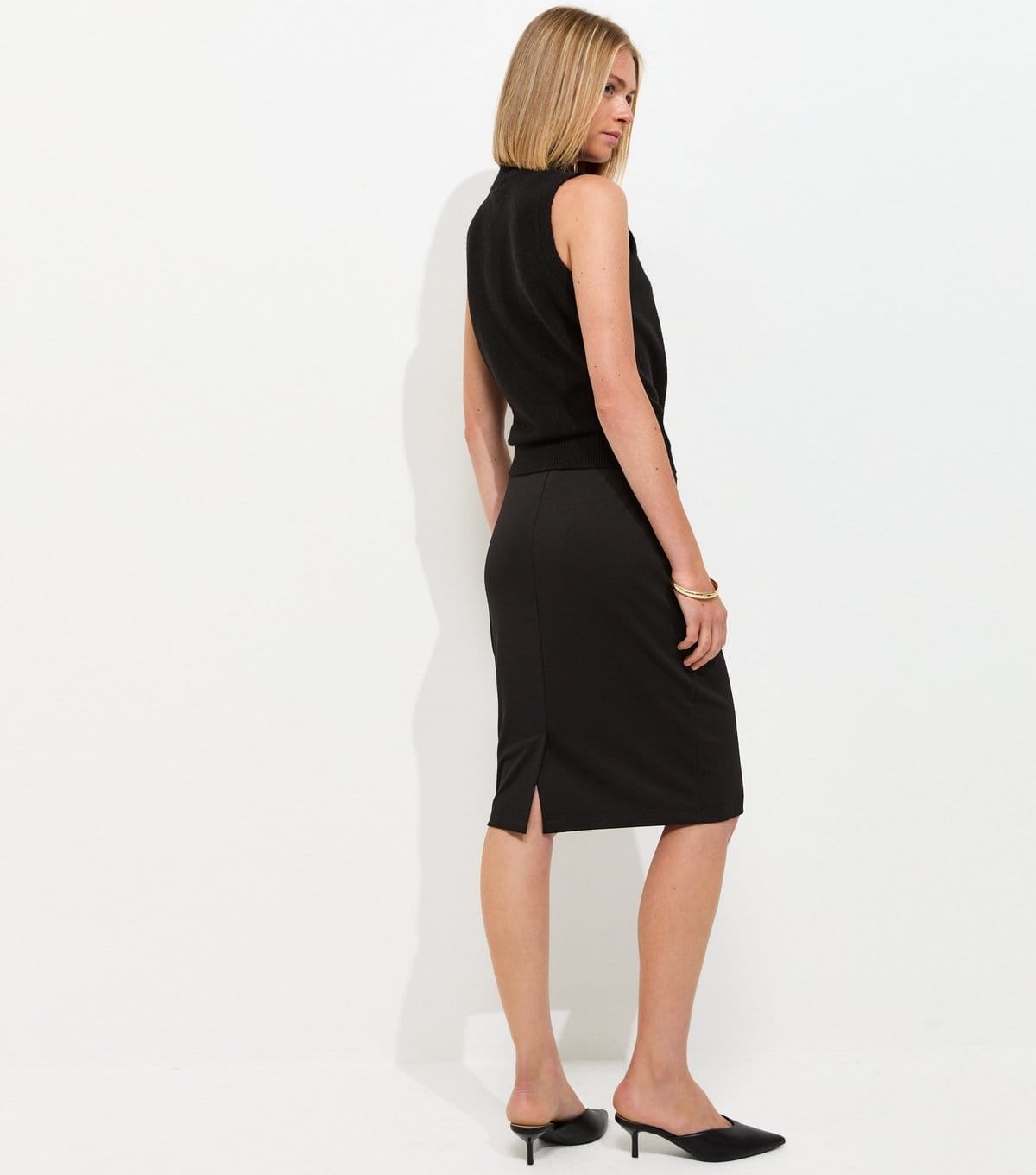 New Look Women's Black Ponte Midi Pencil Skirt New Look - 4