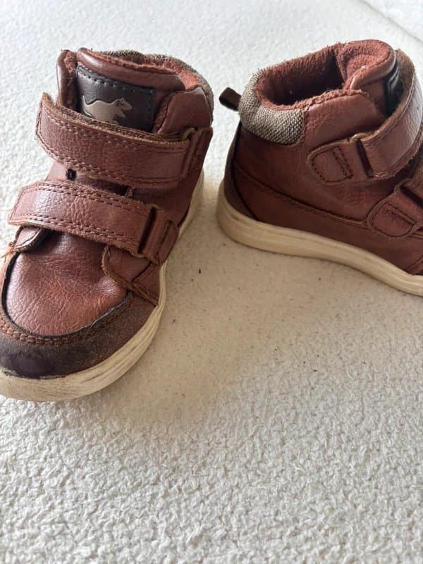 Next NEXT Boys Brown Leather High Tops – UK 8 / EU 25.5 – Double Velcro