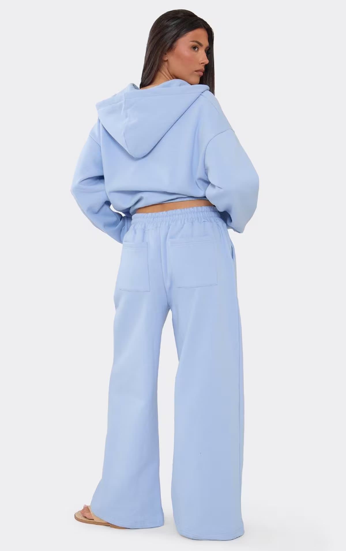 EGO Heavyweight Wide Leg Joggers In Blue., Women's Size UK 6