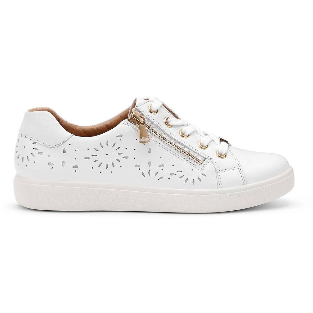 Hotter Hotter Women's Extra Wide 'Wonder' Perforated Trainers in White - 2