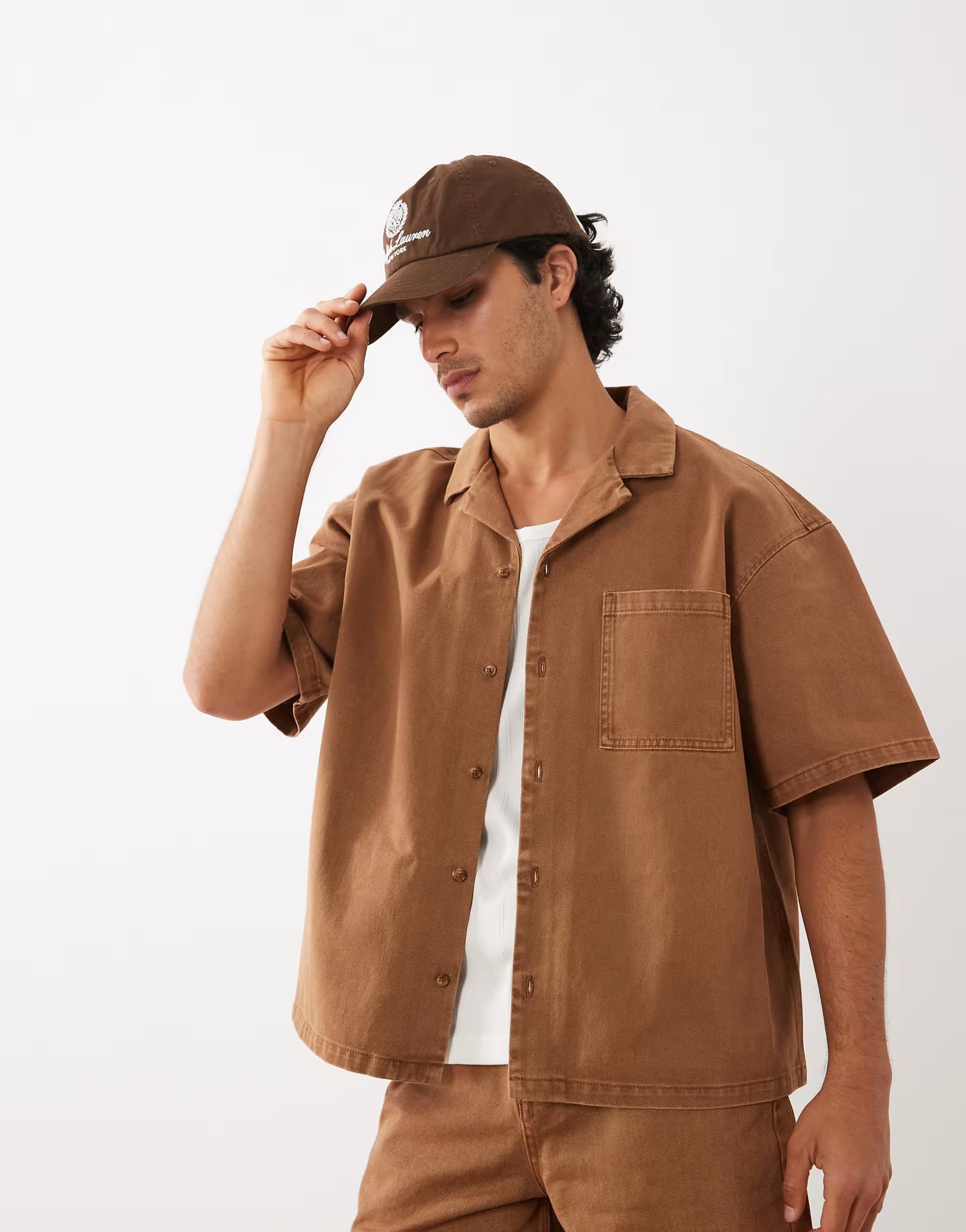 ASOS ASOS DESIGN co-ord denim shirt in brown