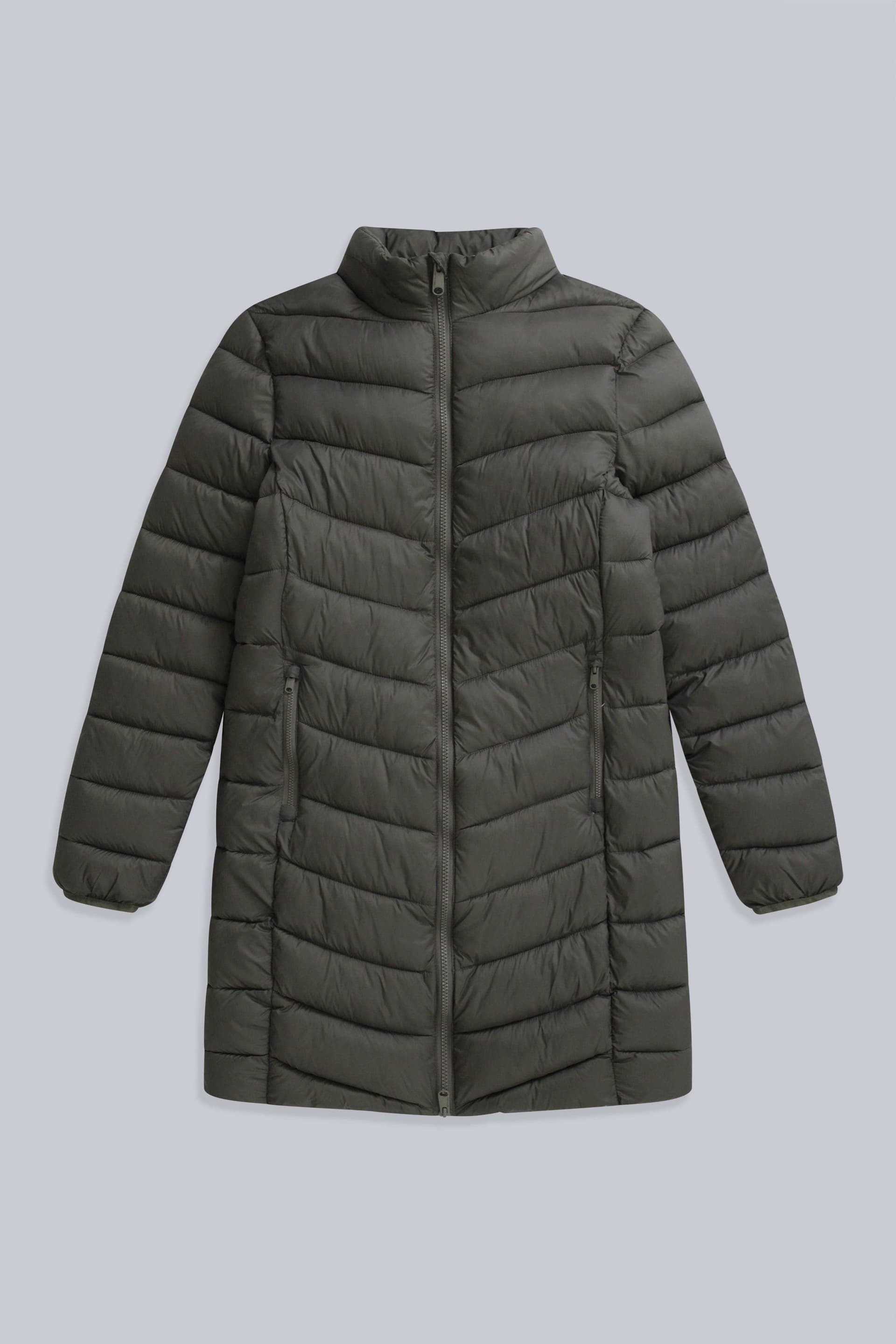 Animal Animal Women's 'Frankie' Water Resistant Cosy Hood Padded Snug Fit Longline Jacket in Olive