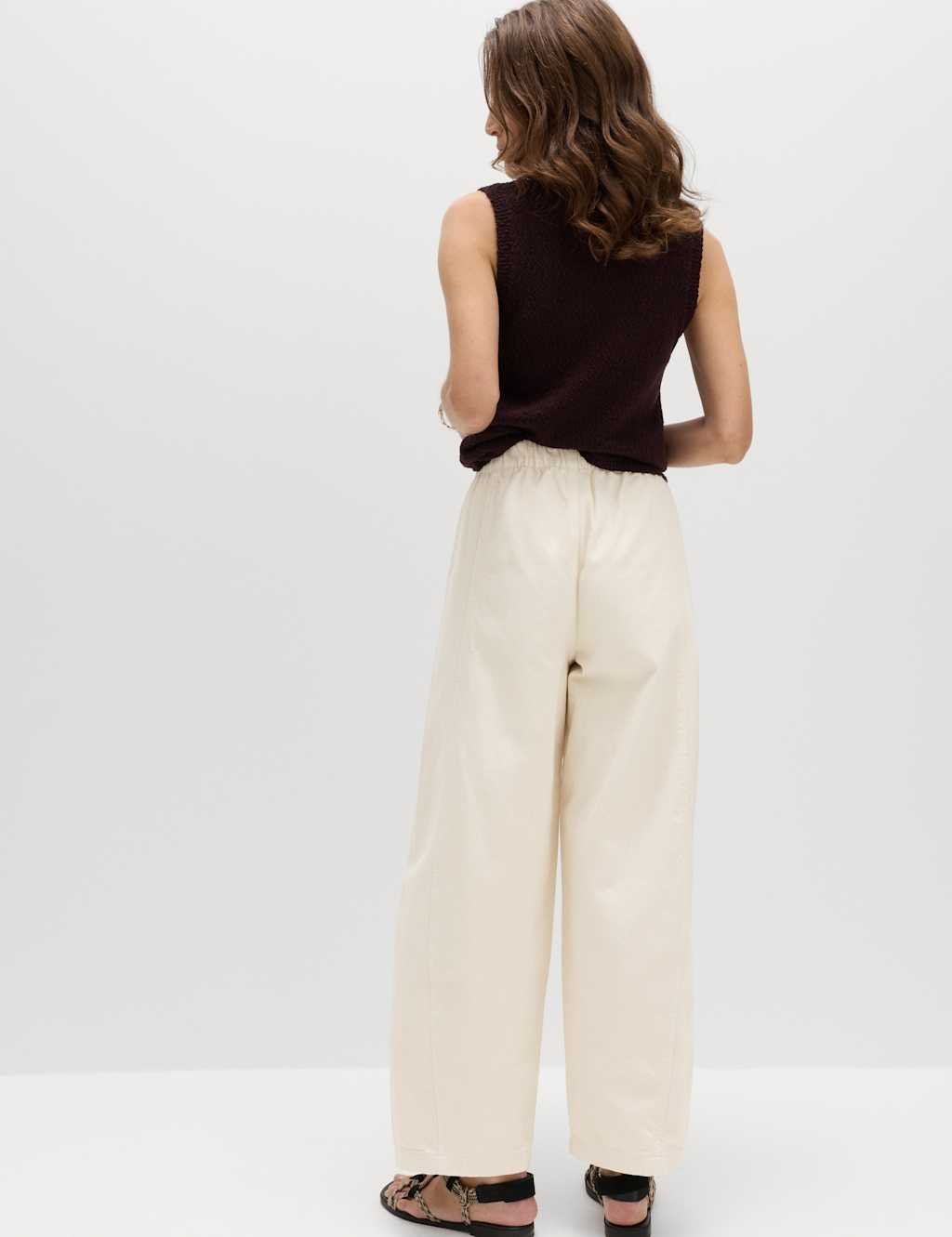 Marks & Spencer M&S Pull On High Waisted Barrel Leg Jeans Ecru - 3