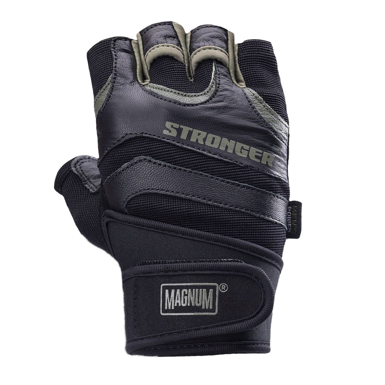 magnum Magnum Men's Leather Shock Fitness Fingerless Gloves in Jet Black