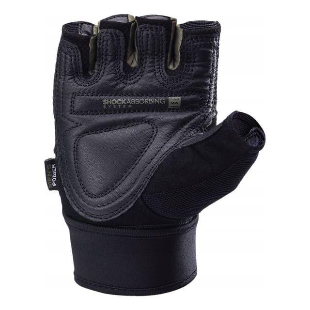 magnum Magnum Men's Leather Shock Fitness Fingerless Gloves in Jet Black - 2