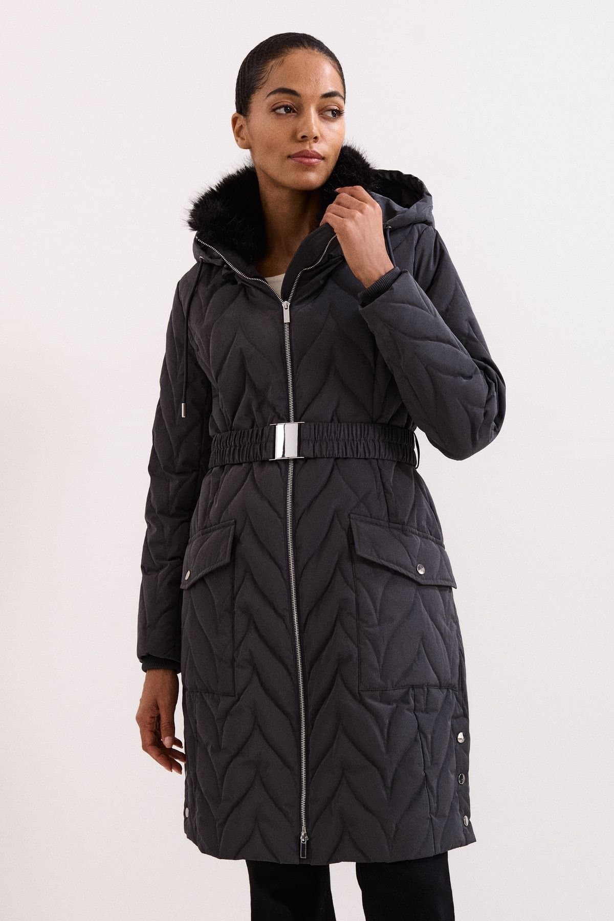 Phase Eight Phase Eight Women's Hollie Midi Puffer in Dark Grey