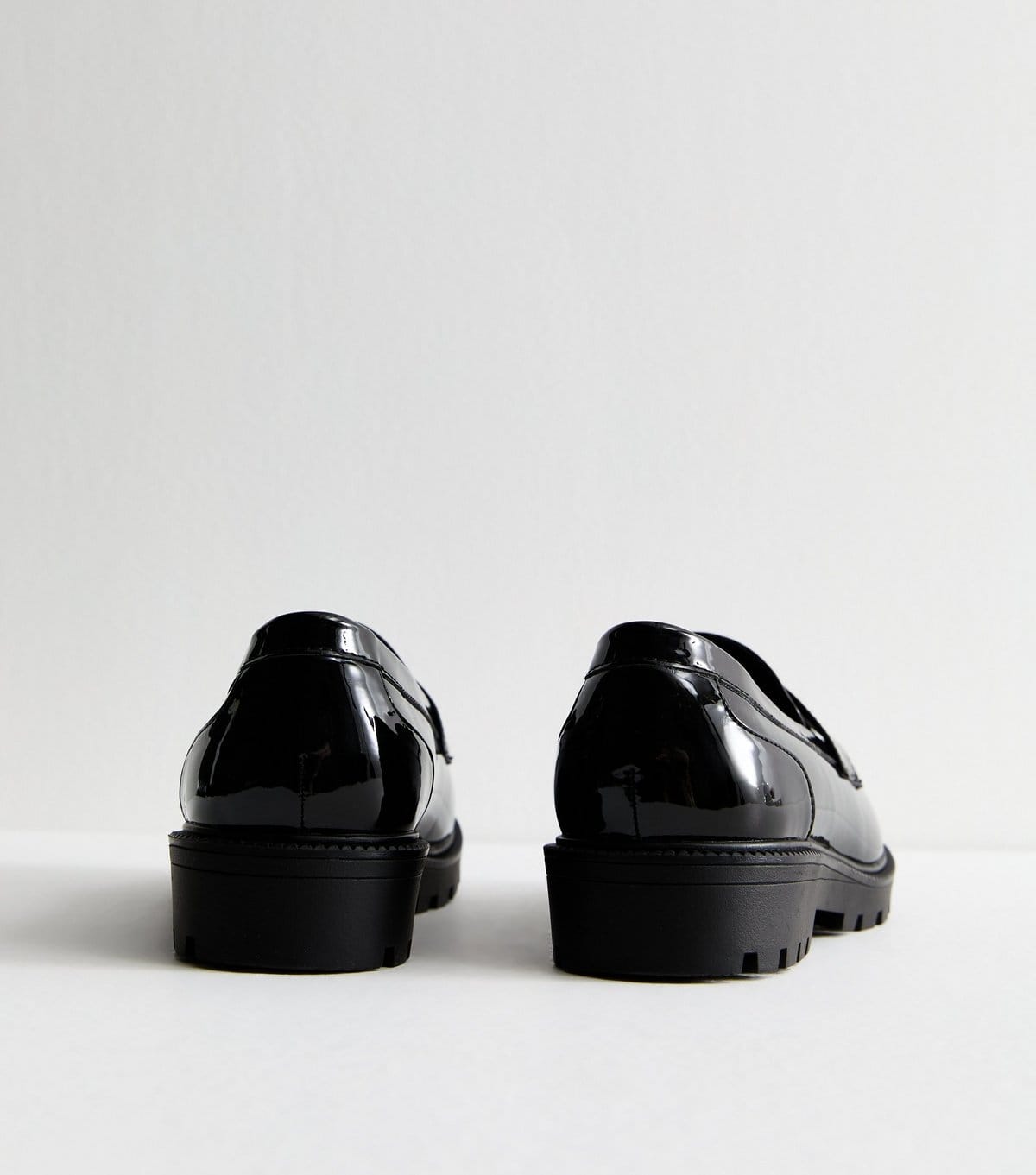New Look Women's Wide Fit Black Patent Chunky Tassel Loafers Vegan New Look - 4