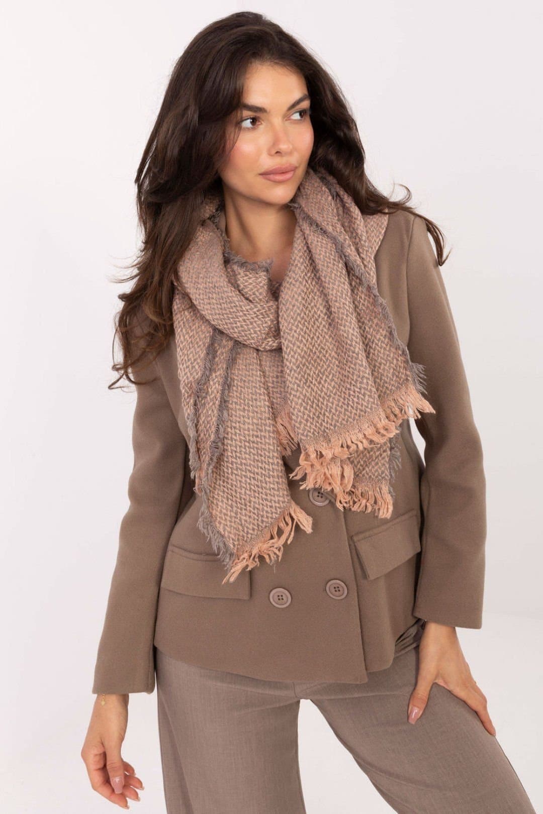 Love Lace Love Lace Women's Soft Acrylic Warm Scarf Shawl Classic Fir Tree Pattern Fringed in Pink