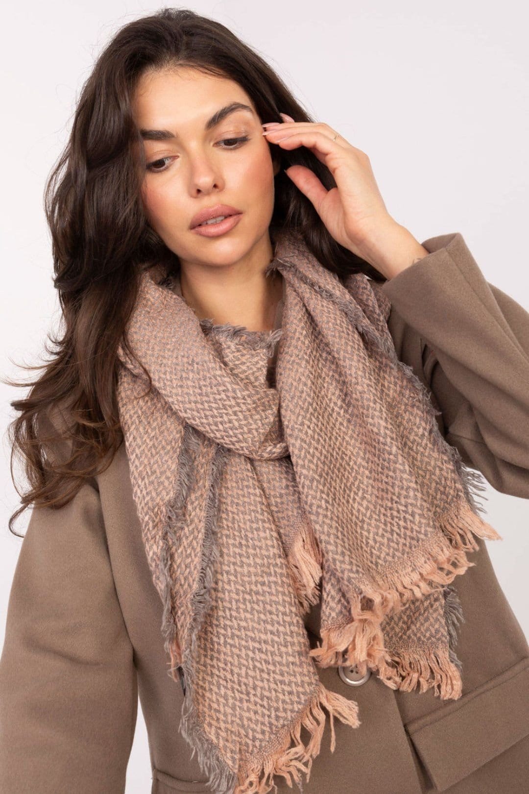 Love Lace Love Lace Women's Soft Acrylic Warm Scarf Shawl Classic Fir Tree Pattern Fringed in Pink - 4