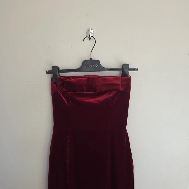 Club L London club l london illusion burgundy velvet bandeau maxi dress with bow Size 10 - 1