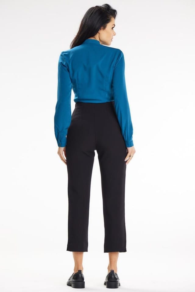 Love Lace Love Lace Women's Heart Neck Stand Up Blouse with Button Cuffs in Blue - 3