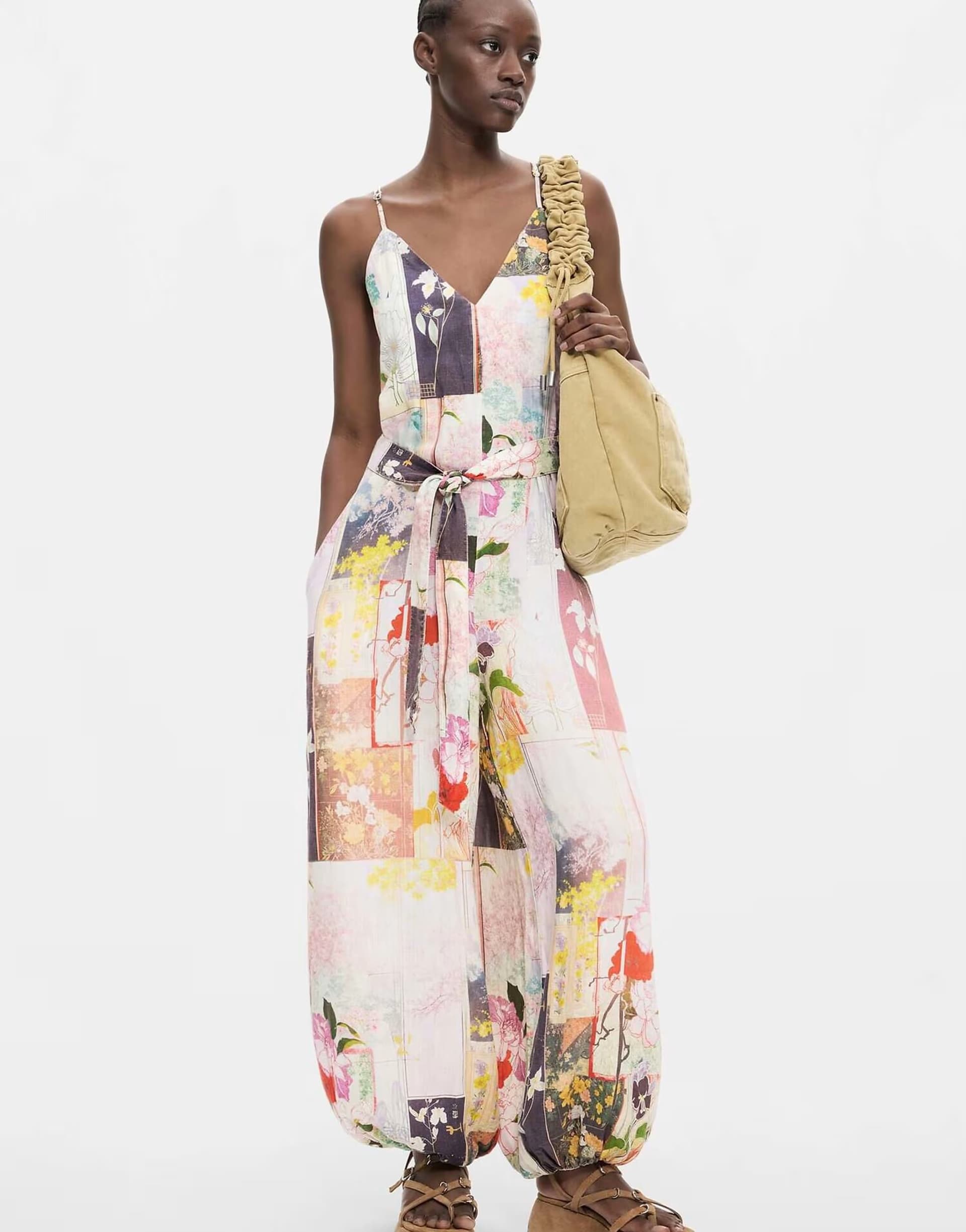 ASOS Desigual Printed long jumpsuit in black