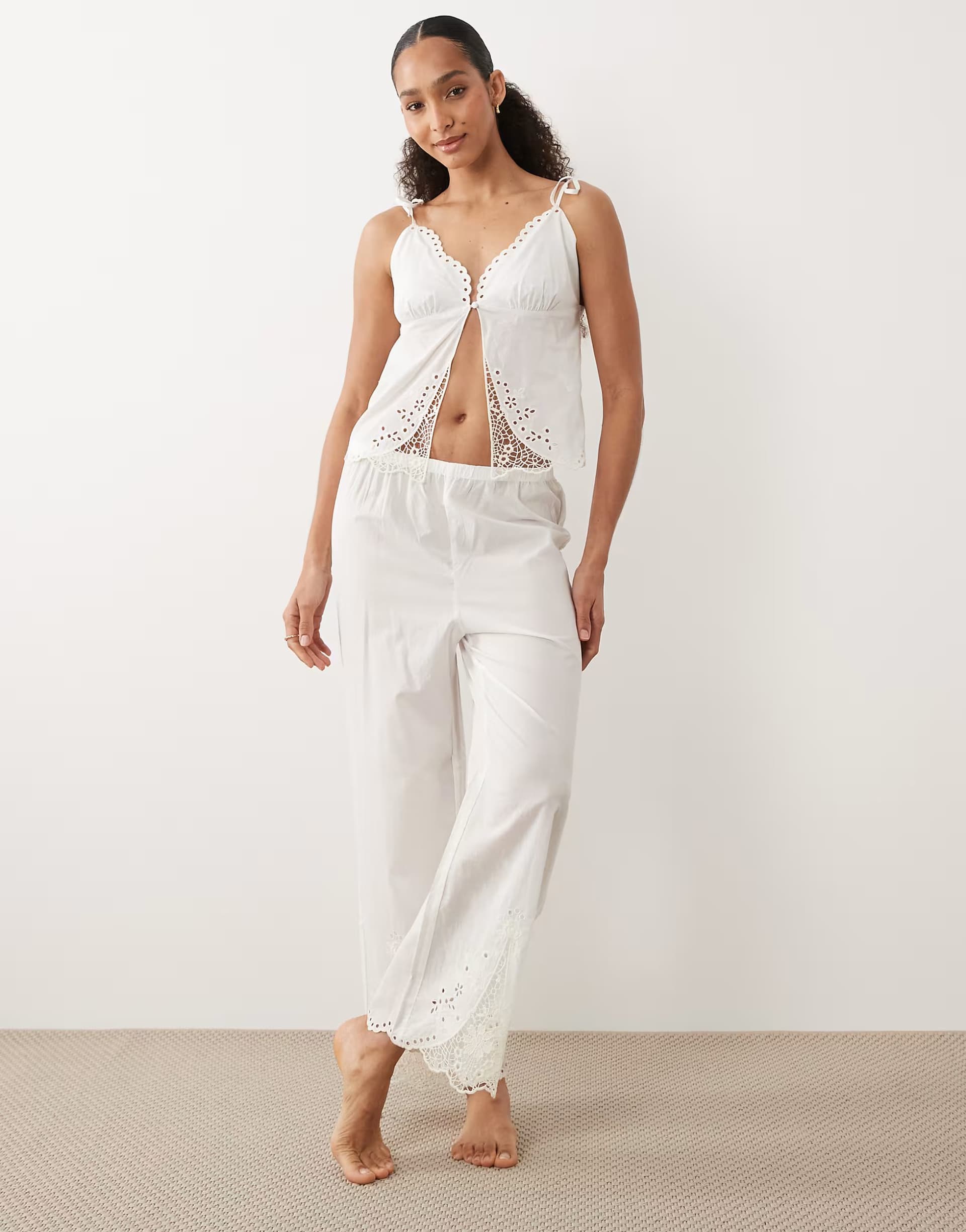 ASOS Abercrombie & Fitch bridal cami pyjama co-ord in white