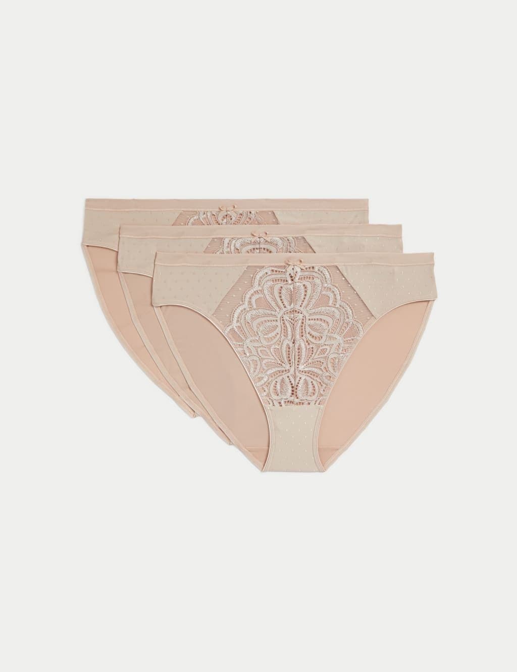Marks & Spencer M&S 3pk Amelia Lace High Leg Knickers Opaline
